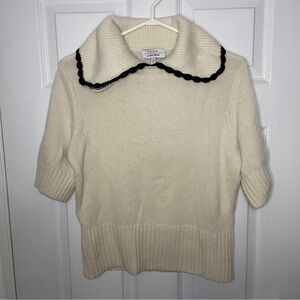 & Other Stories Wool Cream Peter Pan Collar Short Sleeve Sweater Medium